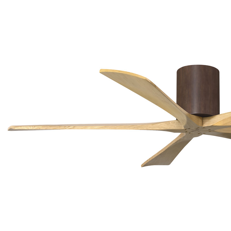 60" Irene 5-Blade Hugger Ceiling Fan with Wall Remote, 60", Polished Chrome, Light Maple Tone