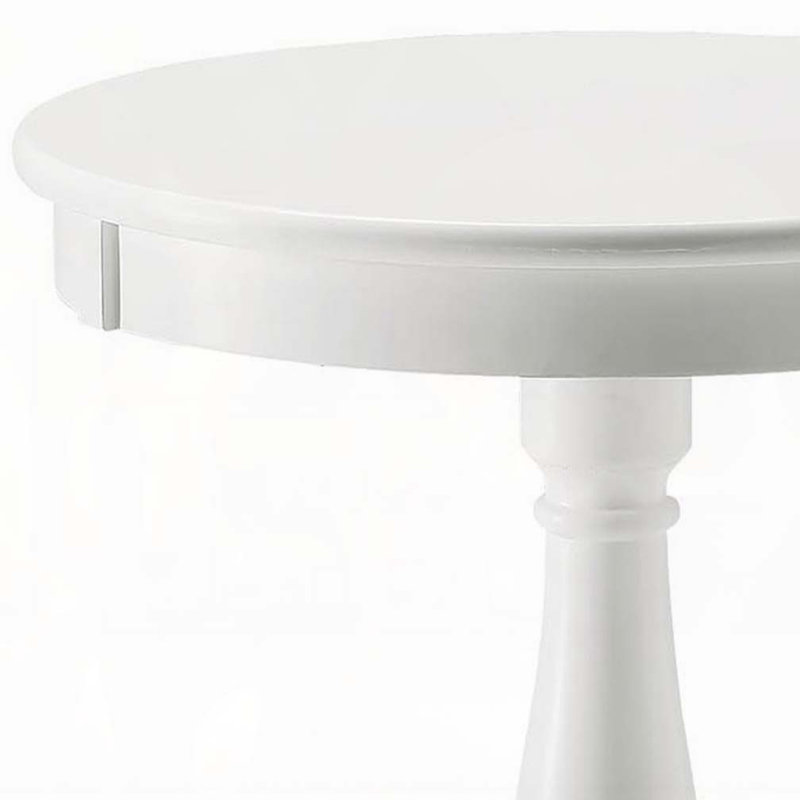 Table d'appoint blanche avec piédestal tourné