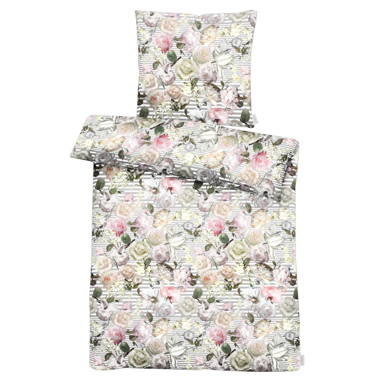 Phoenix Cotton Floral Duvet Cover Set with Pillowcases Included, Single - 1 Pillowcase (80 x 80 cm)