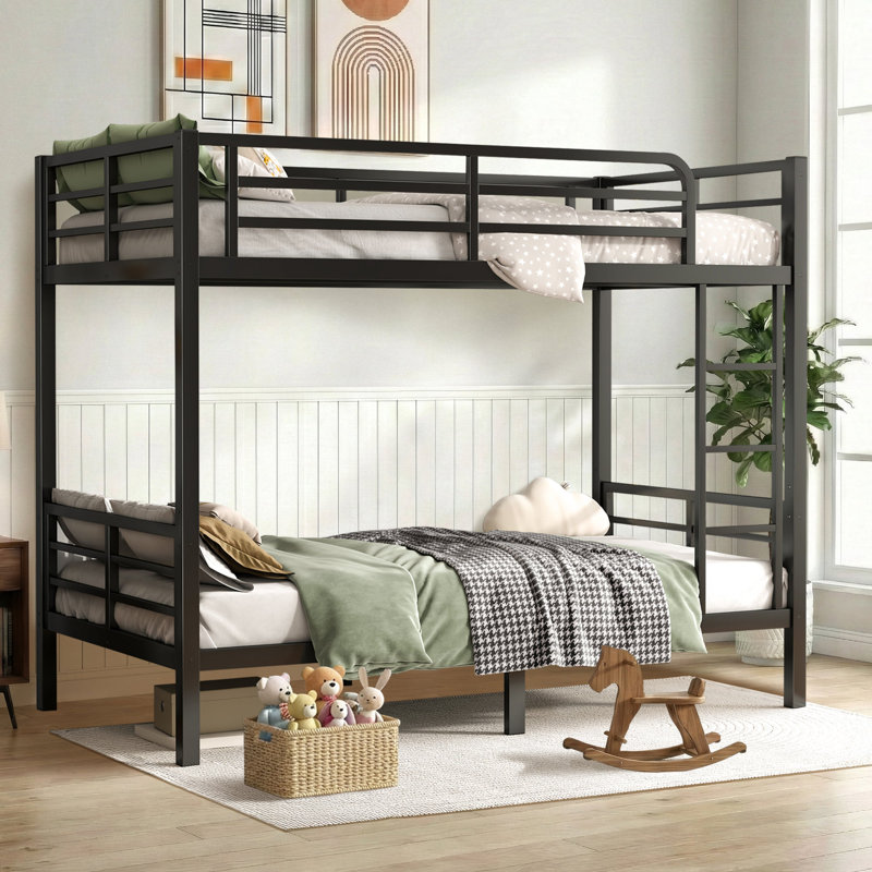Twin Over Twin Heavy Duty Metal Bunk Bed, Space-Saving Design, Black