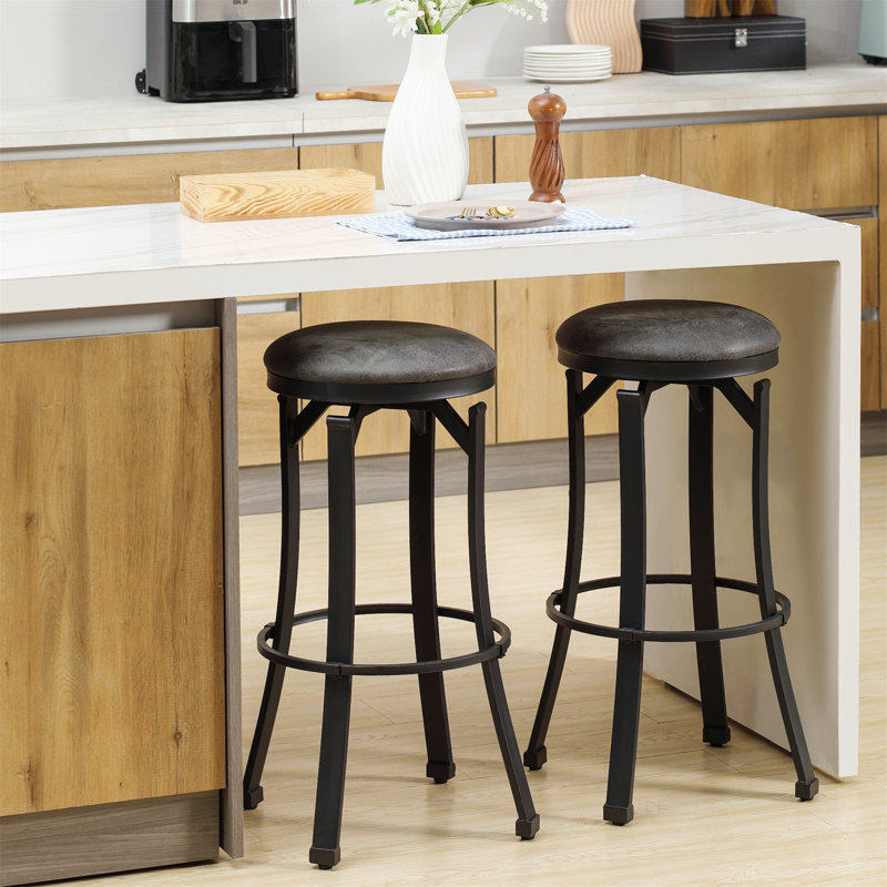 Tabouret de bar 2 pièces avec repose-pieds et tissu en microfibre, tabouret de bar avec pieds en acier thermolaqué, Gris