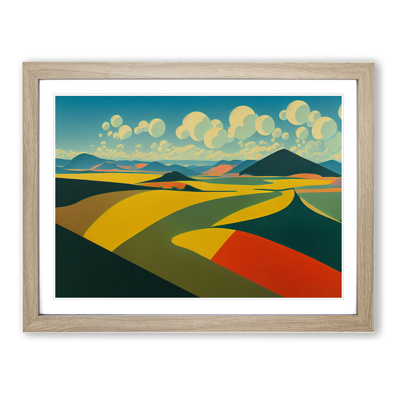 Abstract Meadow Landscape Vol.2 - Framed Print, 46cm H x 64cm W x 2cm D, Oak