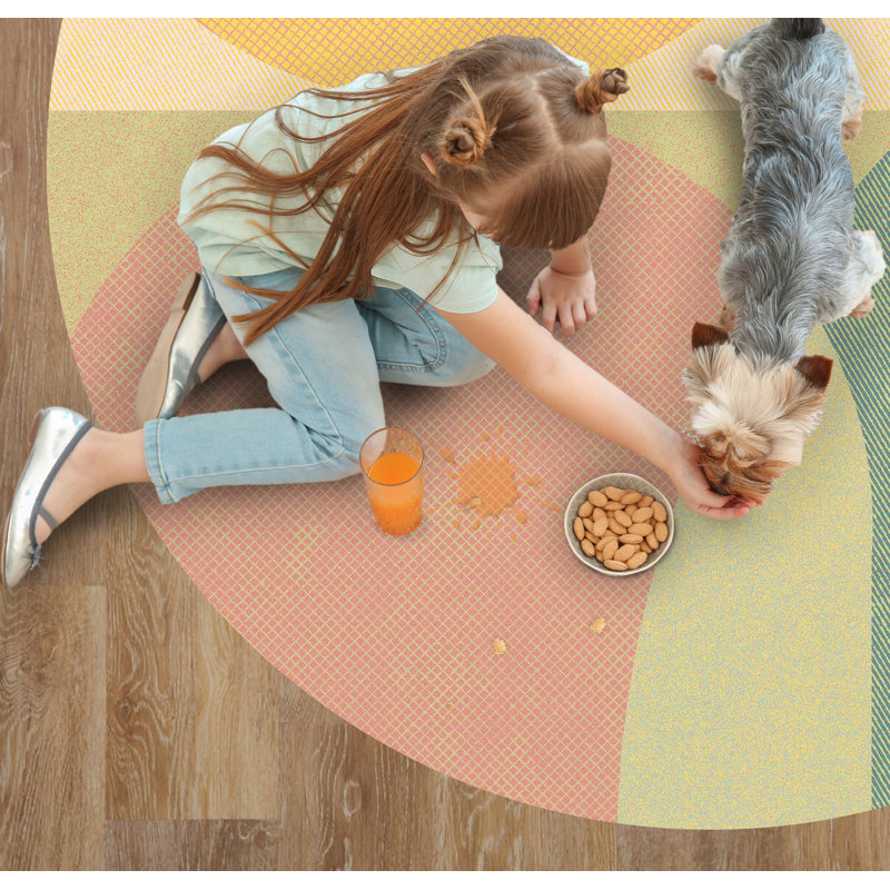 Godmond Vinyl Machine Printed Area Rug, Round 3'3.4"