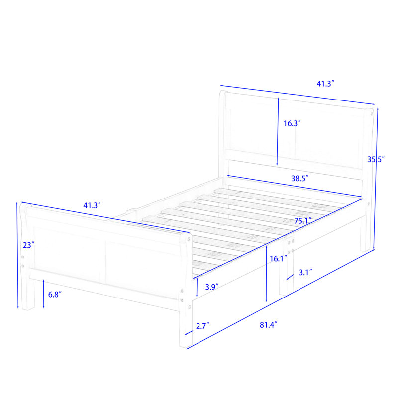 Base de lit plateforme en bois avec tête de lit Dovidio, Blanc, Simple