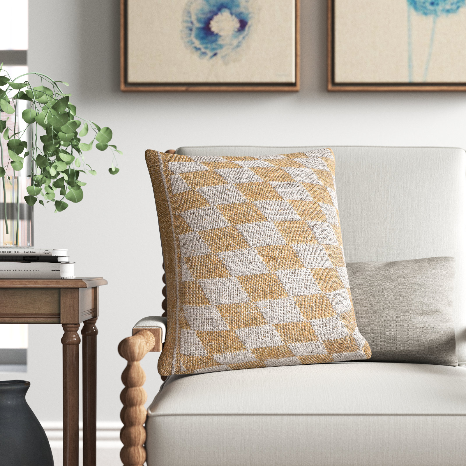 Mahala Geometric Viscose Blend Pillow Cover, 22" x 22", Polyester