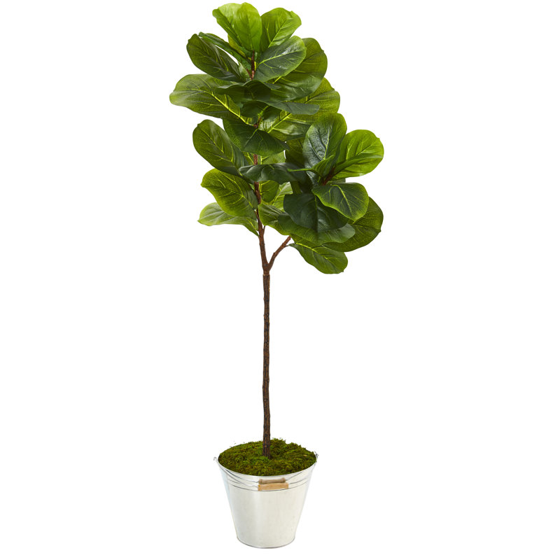 Faux Fiddle Leaf Fig Tree in Metal Planter