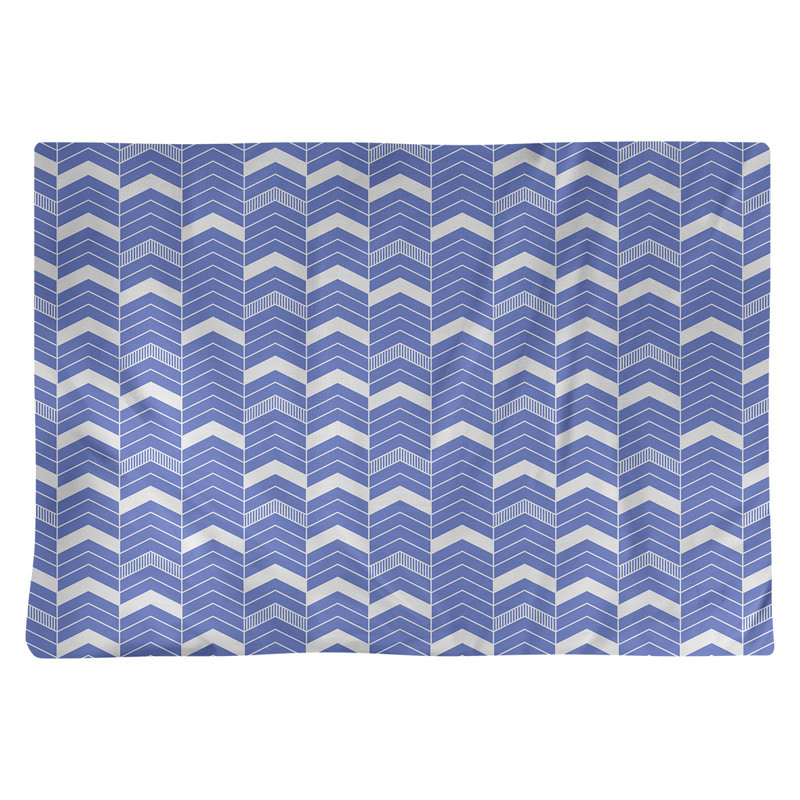 Récapitulatif à chevrons 18" lineed Stephenie, Bleu / Blanc, Coton
