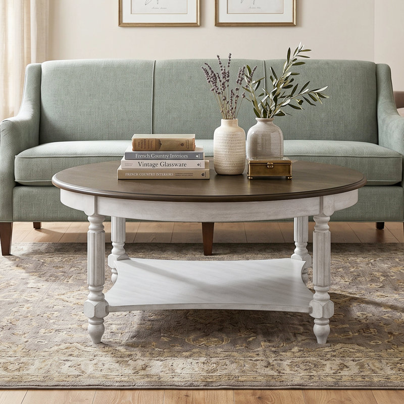 Locke Solid Wood Top Coffee Table, Brown/Gray