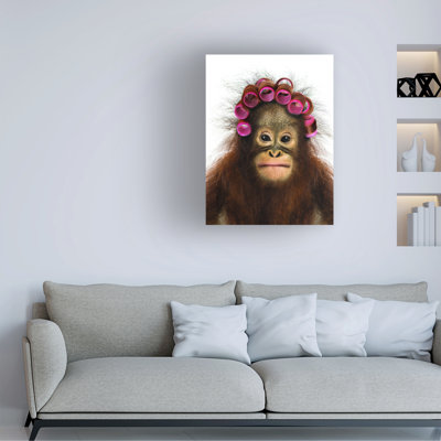Art mural sur toile tendue - art mural «Monkey With Bigoudis» par John Hovenstine pour le salon, la chambre à coucher ou le bureau