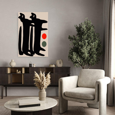 Art mural abstrait chat noir et minimaliste noir contemporain