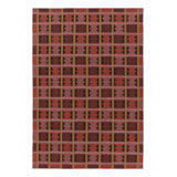 Scandinavian Wool Geometric Area Rug in Red, Pink, Orange