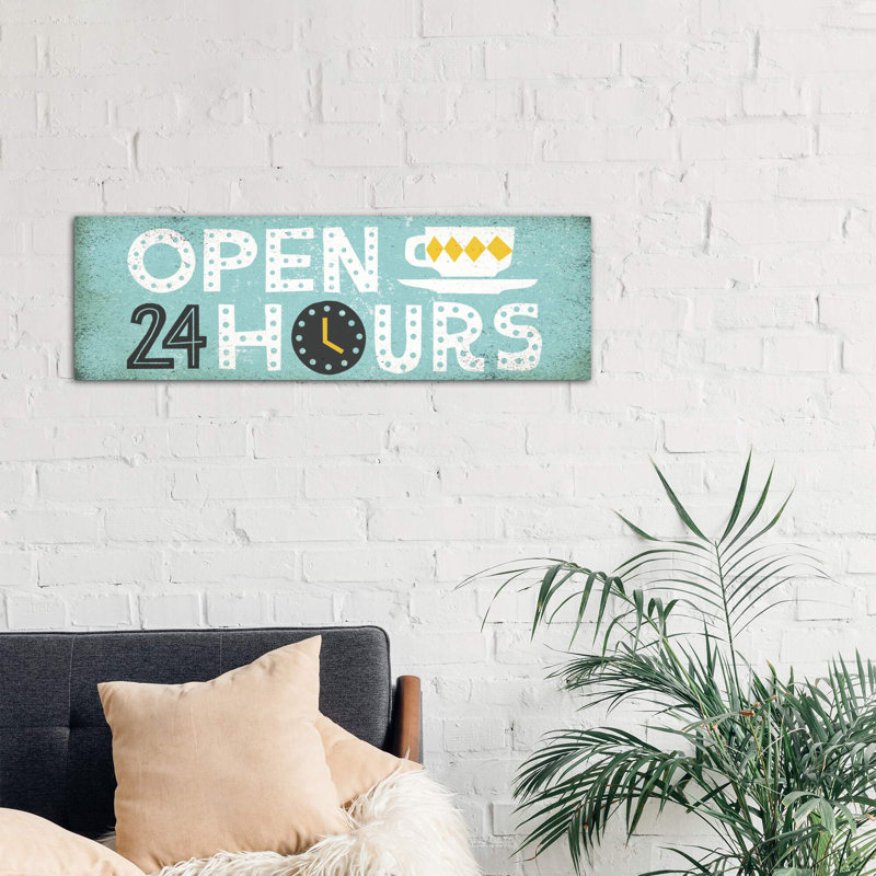 Retro Diner (open 24 Hours Ii) by Michael Mullan - Wrapped Canvas Panoramic Print, 121.92 cm H x 40.64 cm W x 1.91 cm D