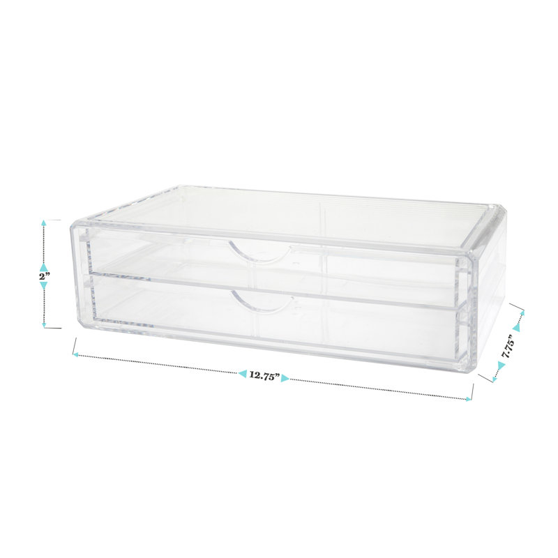 Clear Plastic Stackable Desktop Organizer with 2 Drawers