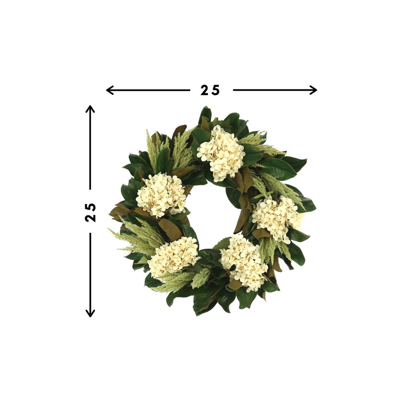 25'' Grapevine Wreath With Hydrangea And Pampas