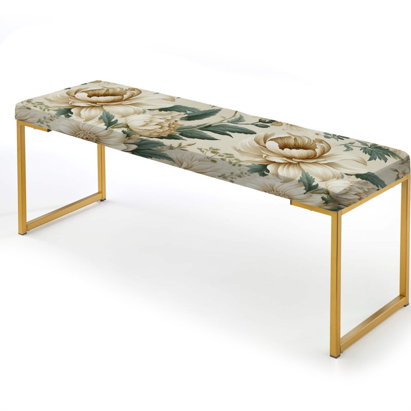 Banc antique rembourré floral antique beige antique