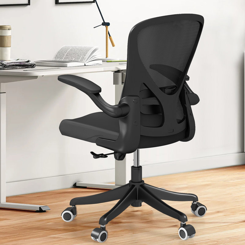 Chaise de bureau ergonomique avec support lombaire, chaise d'ordinateur pivotante à haut dossier, chaise de bureau en filet respirant, roues silencieuses en polyuréthane, accoudoirs rabattables, capacité de 350 lb