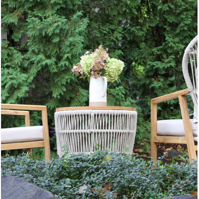 Fiore Round Metal Outdoor Side Table , 24'' in. W 24'' in. D