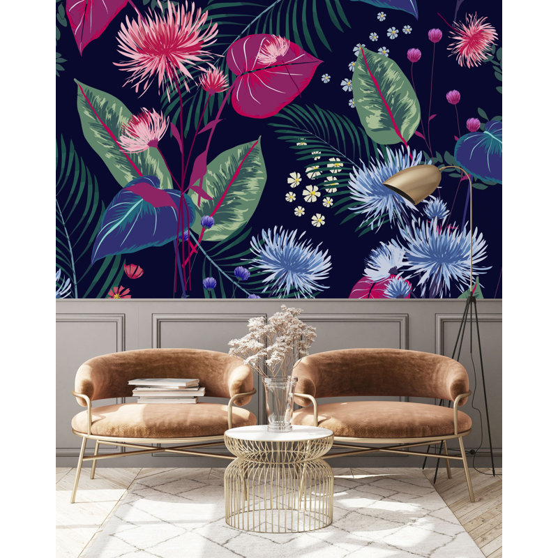 Kona Floral Wall Mural, 125" W x 10.42" L