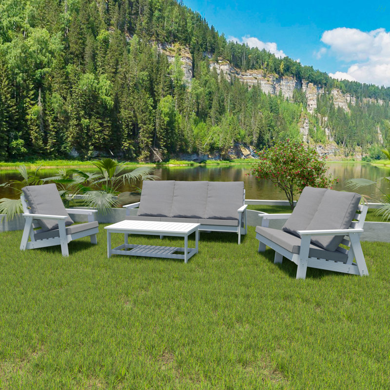 HIPS All-Weather Outdoor Single Sofa With Cushion, White/Grey