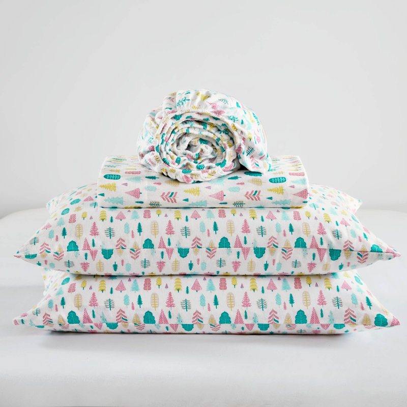 Ensemble de draps en flanelle de coton 4 pièces 4 pièces, Ensemble literie pour lit simple