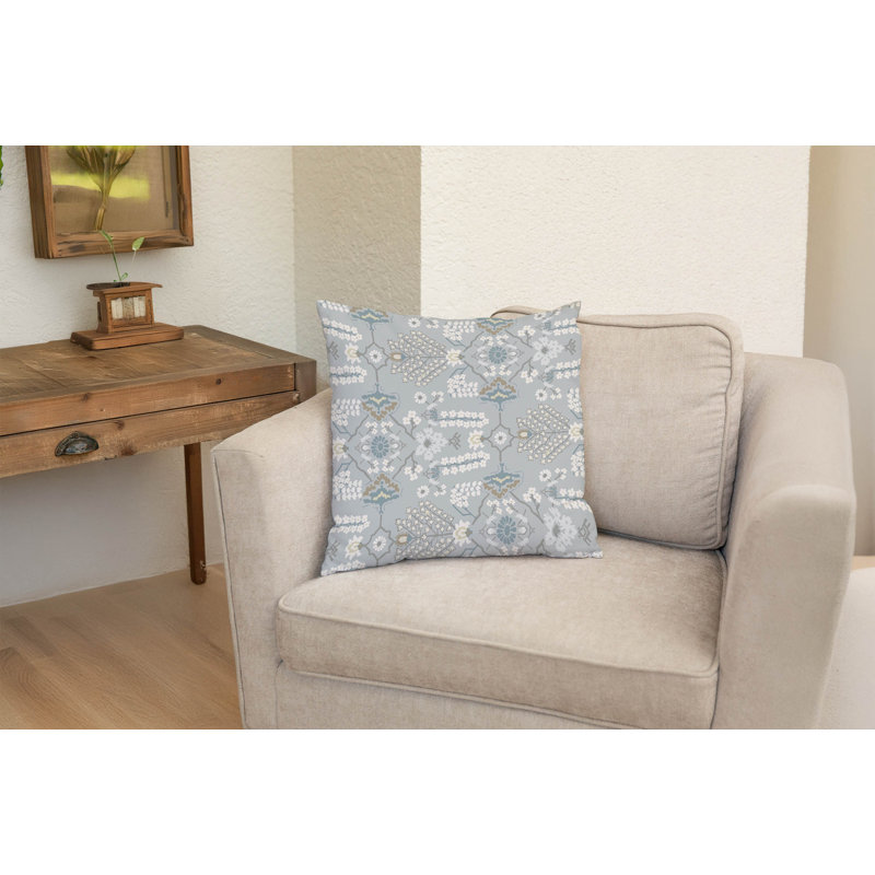 Coussin décoratif Zoey, Gris, Carré 18 po