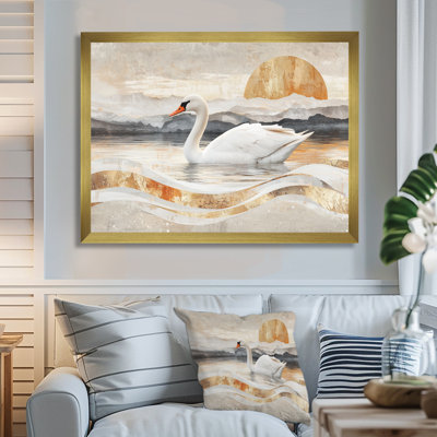 Dominesha Sunset Swan Reflections Of Elegance II - Swans Wall Art