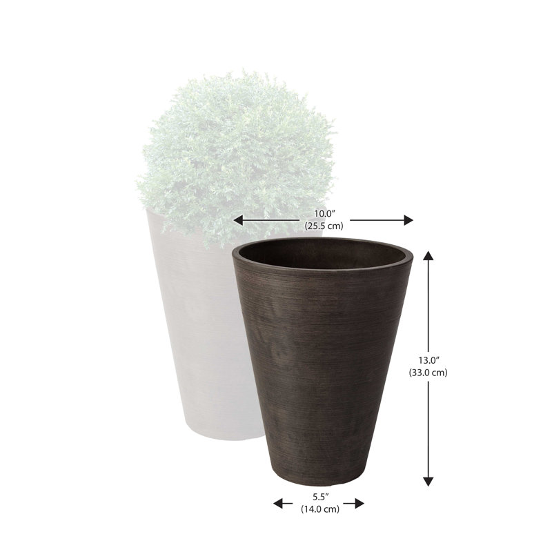 Bayley Composite Round Pot Planter Set, Chocolate