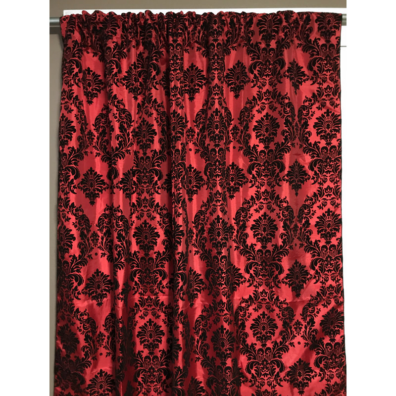 Amboy Semi Sheer Curtain Single Panel, 56" W x 72" L, Black/ Red