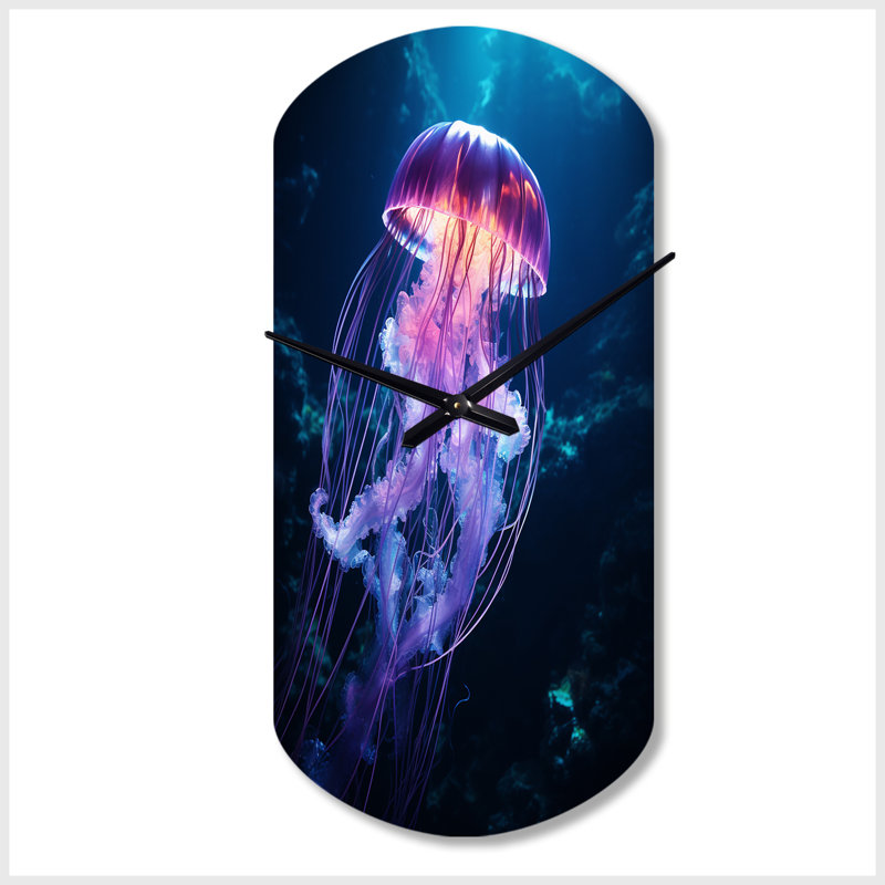 Ethereal Glow Jellyfish I - Cylinder Shape Unique Jellyfish Wall Clock, Small