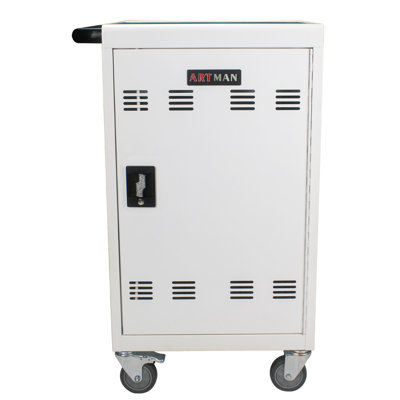 30+2Bay Mobile School Charging Cart Station For Chromebook, Tablet And Laptop Computer With Power Strip Included, Assembly Required-WHITE