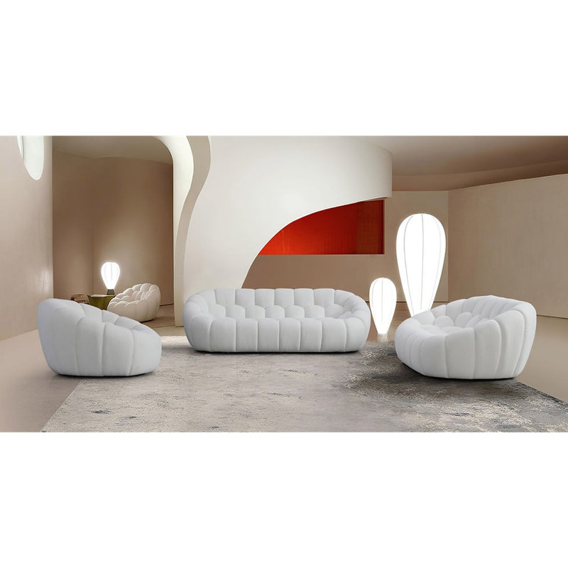Canapé, causeuse et fauteuil à bulles MI-2126, Blanc