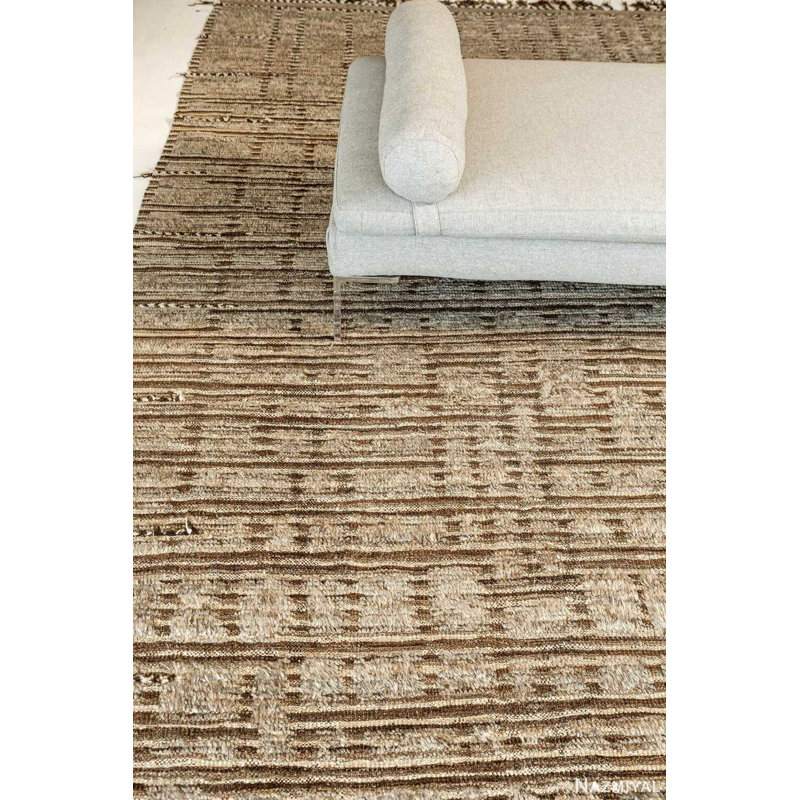 Modern Distressed One-of-a-Kind Rectangle 10'1" X 13'7" New Age Area Rug in Brown