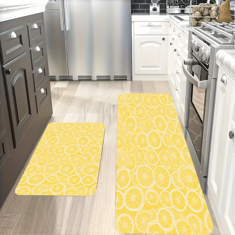 Ensemble de 2 tapis de cuisine et tranches de citron