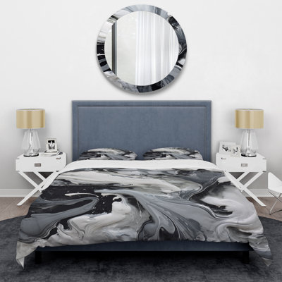 Ensemble de housse de couette abstrait noir et gris Harmony In Chaos
