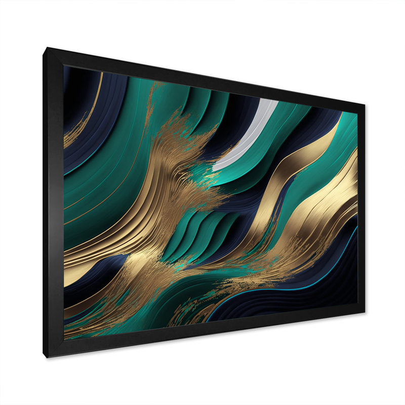 «Green and Gold Agate I», impression sur toile, Impression noire sur toile encadrée, H 12 po x l 20 po x P 1 po