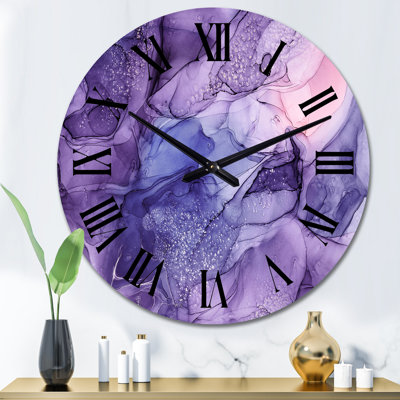Purple and Pink Translucent Liquid Art - Modern Wall Clock