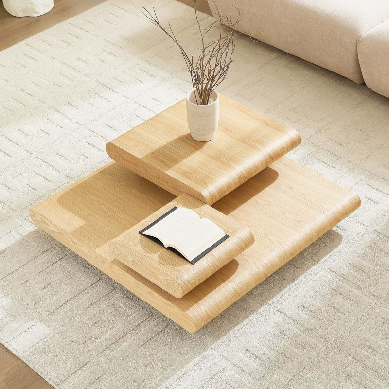 3-Piece Modular Stacking Coffee Table, Wood Look MDF, No Assembly