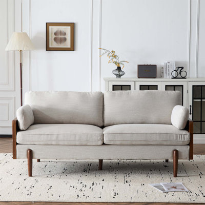 Canapé beige de style Mid-Century moderne avec rembourrage extra moelleux et structure compacte pour plus de confort et de style