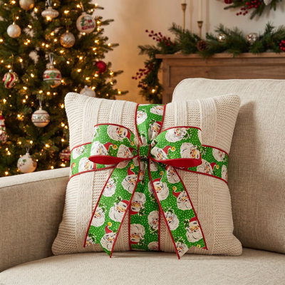 Visage de père Noël 4 po X10Y et ruban à pois