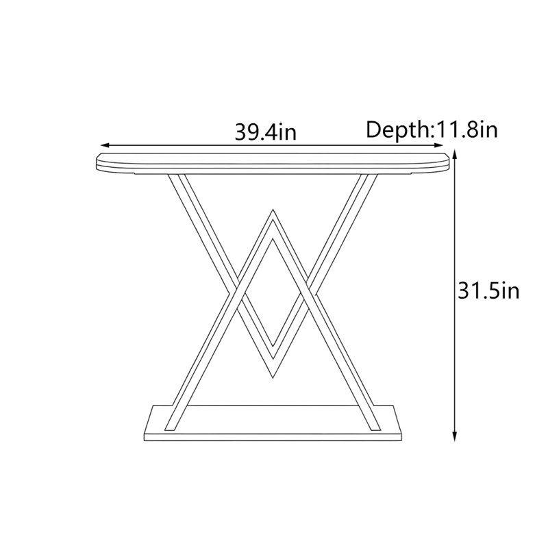 Table d'entrée de luxe moderne, H 31,5 po x l 39,4 po x P 11,8 po, Doré