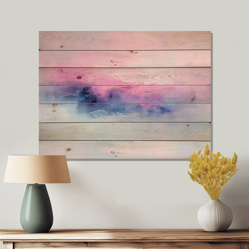 Aurorale, horizon minimal I, paysage traditionnel sur bois de pin naturel, H 10 po x l 20 po