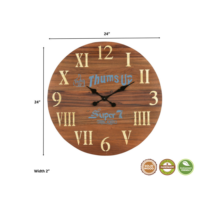 Horloge murale en bois massif Jaydynn