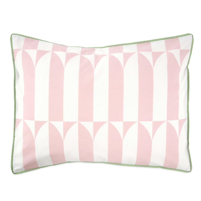 Full Pink Cotton Geometric Comforter Set with Shams