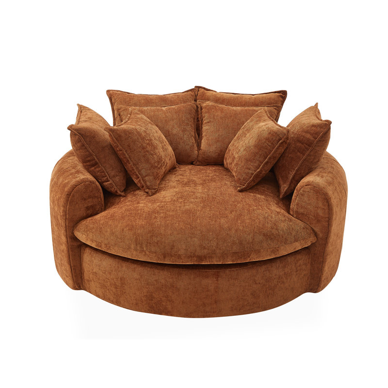 Fauteuil demi-tonneau rembourré avec 8 coussins, Orange