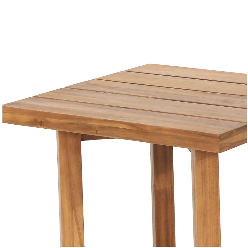 Acacia Wood Set: 2 Rope Chairs with Cross-Stretcher Side Table
