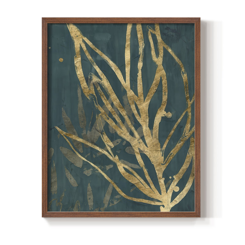 Reproduction encadrée de feuilles de jungle brunies II - bois massif, H 21 po x l 17 po, Noyer