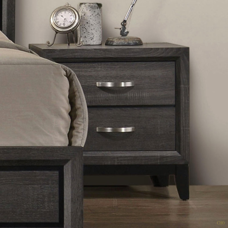 Mobilier de chambre à coucher à deux tiroirs et table de chevet à deux tons, Gris