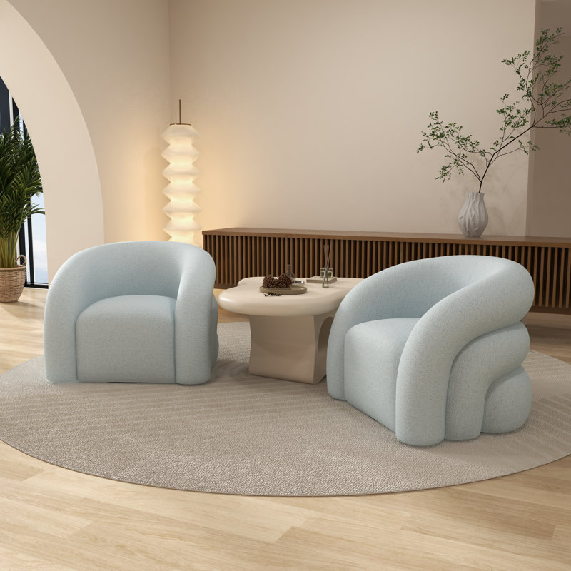 Fauteuil demi-tonneau rembourré et pivotant, Bleu