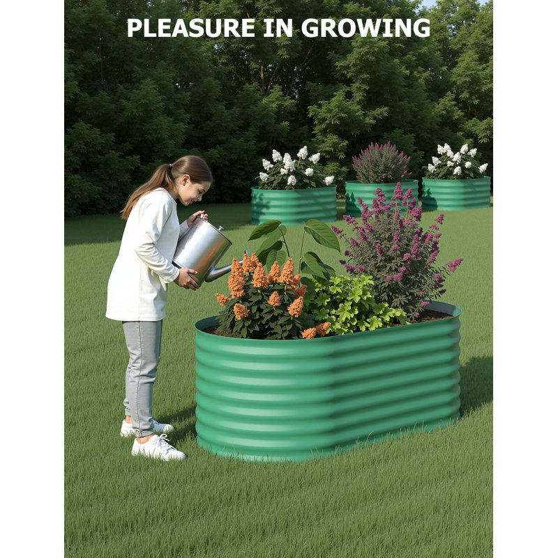 Metal Raised Garden Bed, 60cm H x 120cm W x 60cm D, 1, Green