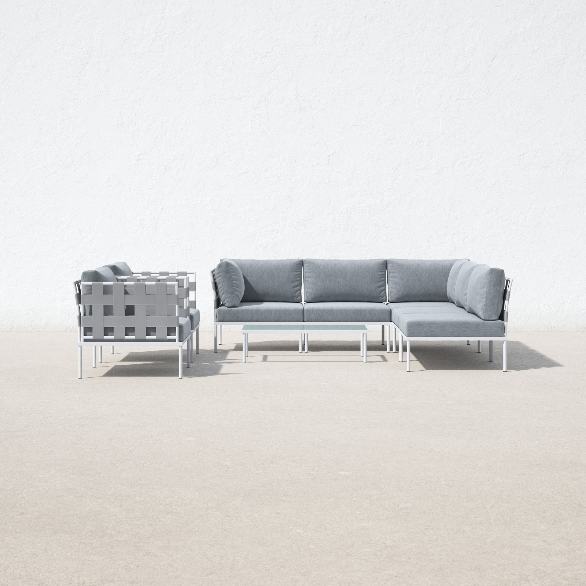 Harmony 8-piece Outdoor Patio Aluminum Sectional Sofa Set, Gray